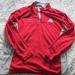 Men's Columbia Red and Gray Quarter-Zip Fleece Pullover - Ohio State - XXL